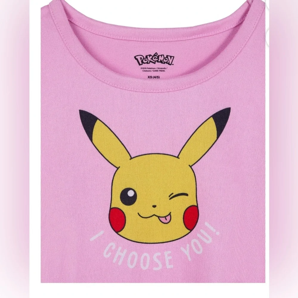 NWT Pokémon‎ Pikachu Girls 2 Piece Pajama Set Pink Blue Sleepwear Size S 6/6X